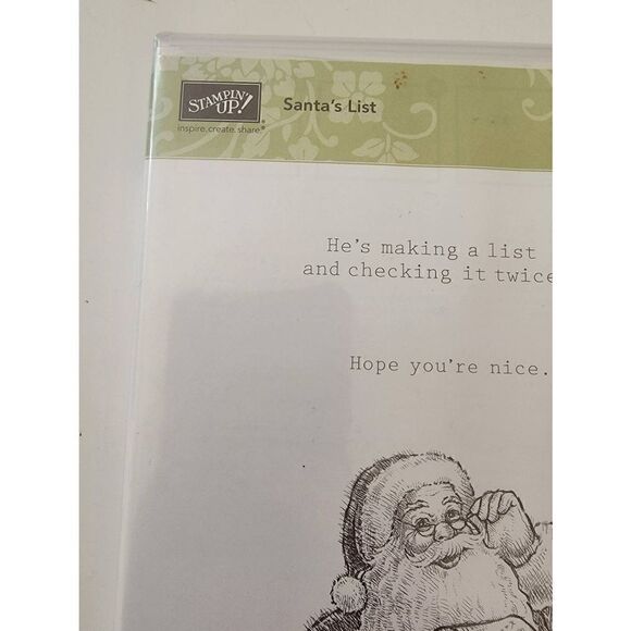 Stampin Up! Christmas Winter Holiday Retired SANTA'S LIST Set of 3 Stamps NWOT - Picture 3 of 3